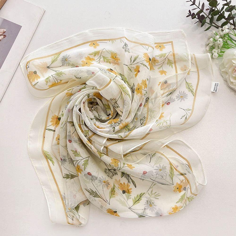 Breathable Silk Scarf Sun-Resistant Bandana Durable Beach Shawl  for Women