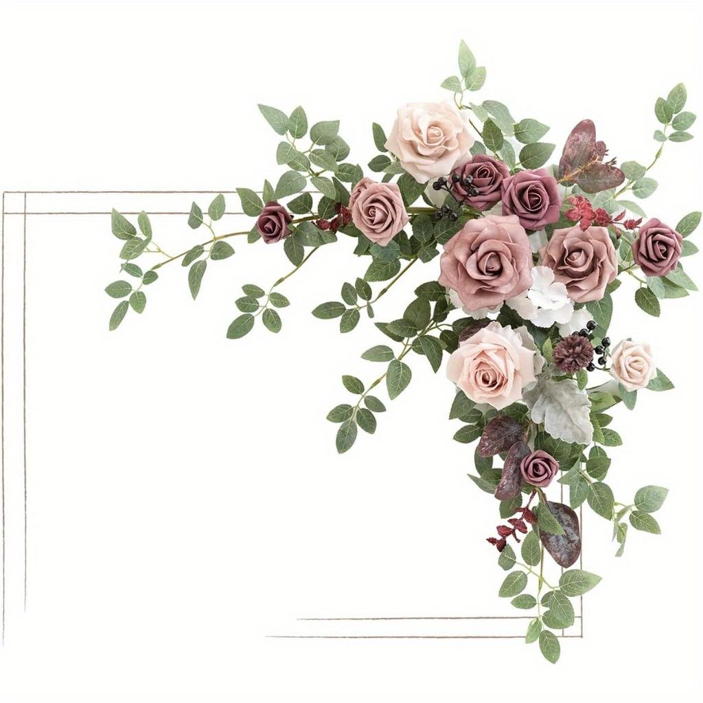1 Stück Simulation Hochzeit Künstliches Willkommensschild Rosenblütenanhänger für Outdoor Hochzeitszeremonie Empfangseingang Party Bankett Staffelei Wanddeko