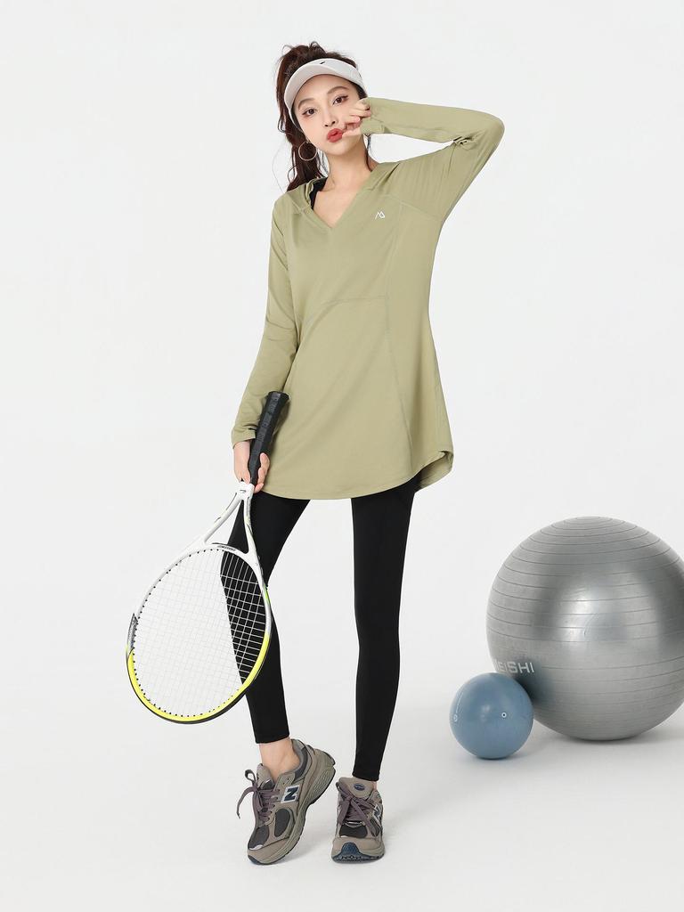 2026 Fashion Plus Size Women's Hooded Yoga & Sports Set - Long Sleeve for Spring/Autumn