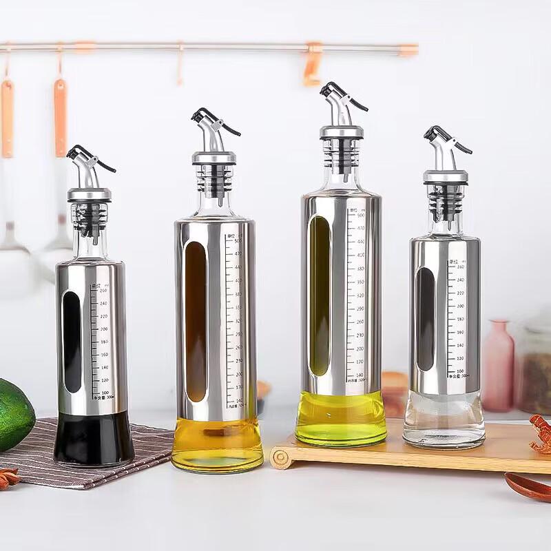 Stainless Steel 500ml Oil & Sauce Dispenser Set (4-Piece)