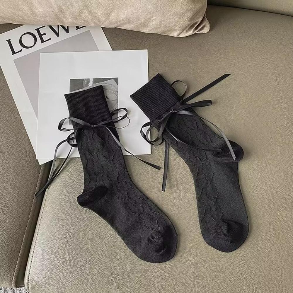 

Accessories Sweet Style Socks Solid Color Calf Socks New Short Crew Socks чорний