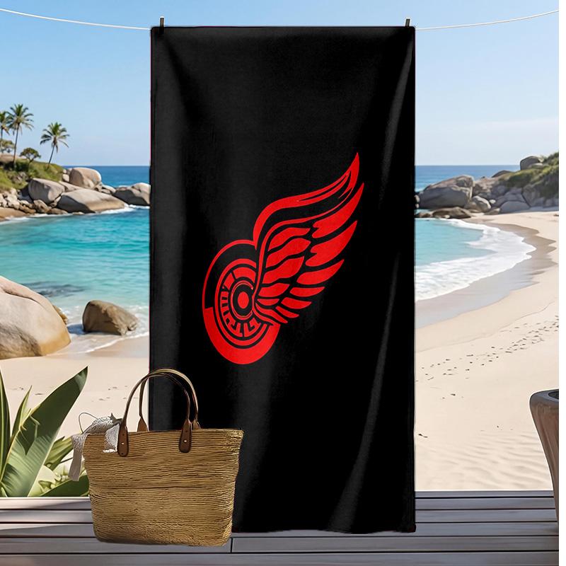 Detroit Red Wings Druck Strandtuch Weich Tragbar Schnell?Trockenes Handtuch für Pool Sommerurlaub Outdoor Sport