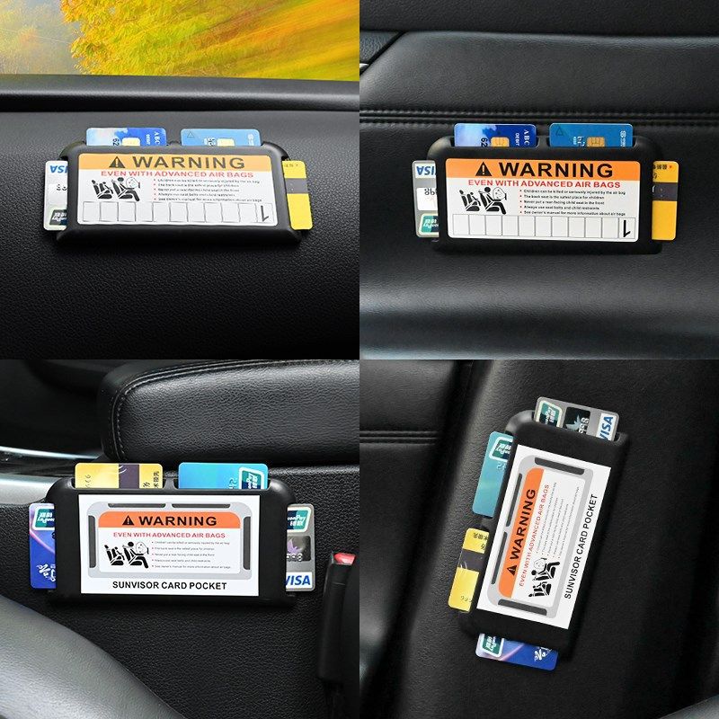 Car Card Clip Sun Visor Organizer Temporary Parking Card Holder Dash Board Paste Mount Auto Interior Storage Stowing Tidying