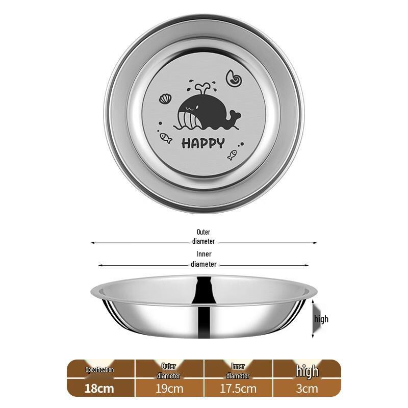 

ZISIZ 304 Stainless Steel Kids Whale Dinner Plate (2-Pack)