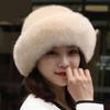 Women's Warm Hats Fox Fur Hats Keep Warm Hats Mink Fur Hats Thick Berets All-matched Solid Long Plush Beanies Caps Outdoor Casual Dome Beret Top Hat