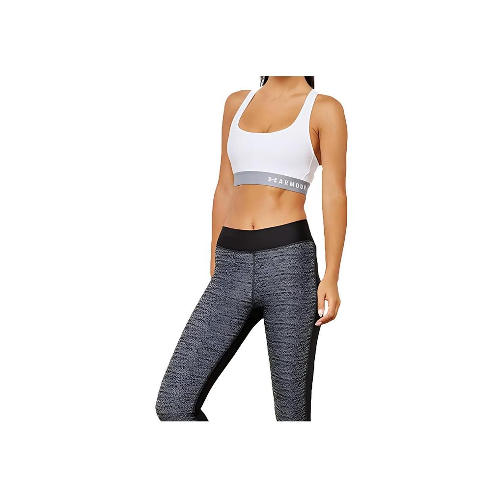 Under Armour Mid Crossback Sports Bra With Padding Medium Support Women Underwear White 1307200-100