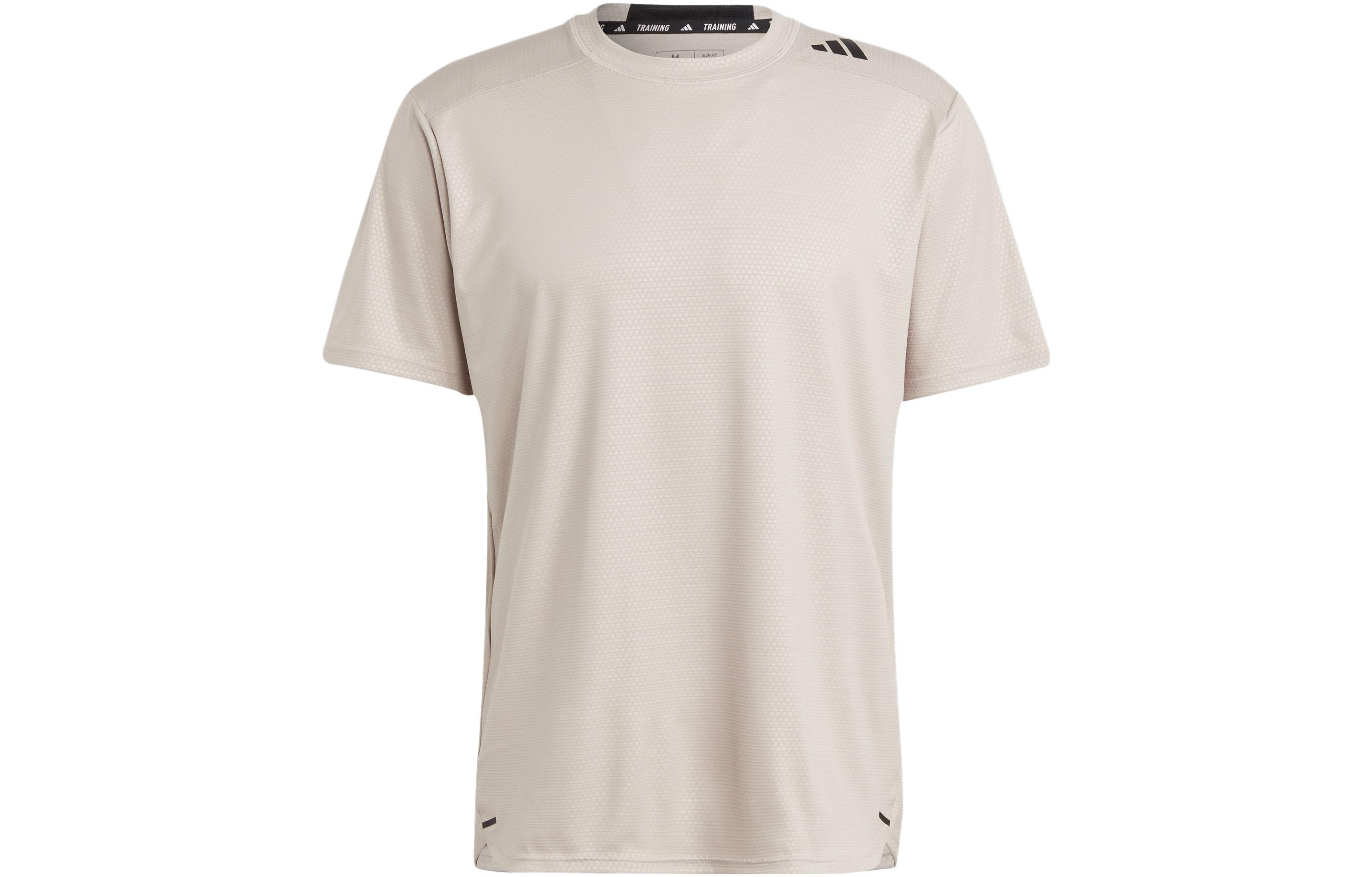 Adidas D4T T Shirts Men s Beige Crew Neck Moderate Straight Fit HY0774 S
