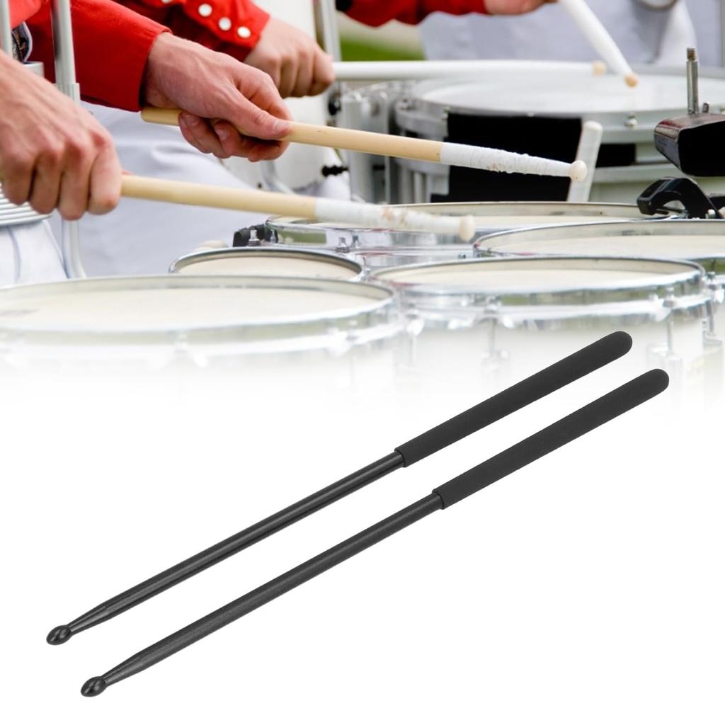Metal Drumsticks, Marching Drumsticks, 1 Pair Professional Aluminum Alloy 5A Drumsticks for Snare and Bass (Black)