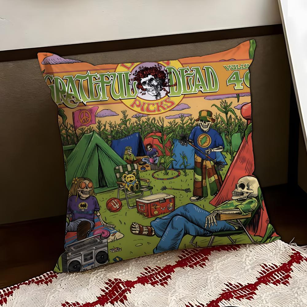 Band GGrateful DDead Cushion Cover Reversible Soft Durable Pillow Cover Home Car MultiScene Use for Daily Comfort