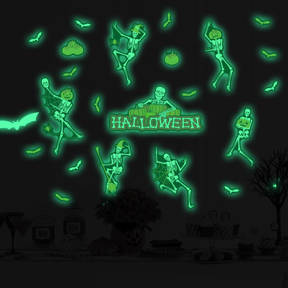 Halloween Luminous Skull Stickers Luminous Stickers Window Stickers Home Decor Wall Stickers Wallpaper Decorative Props