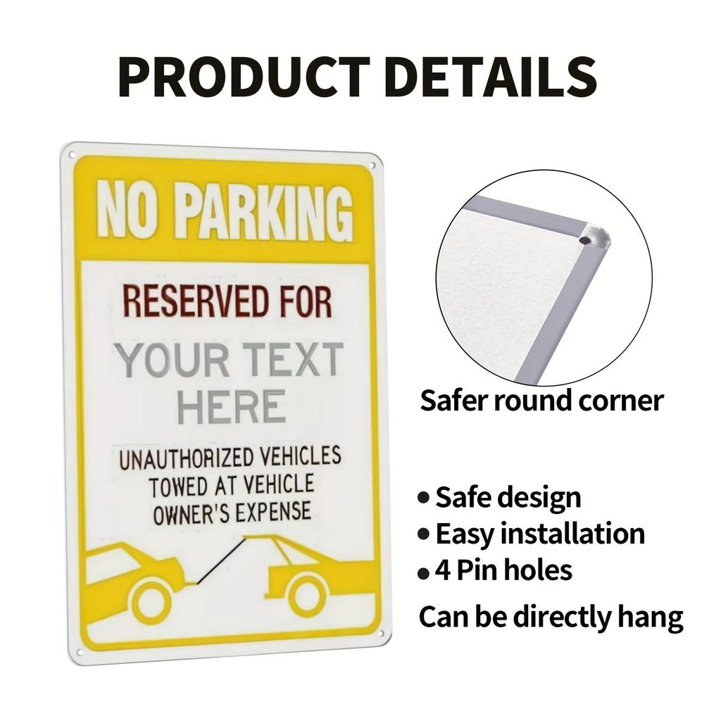 Custom No Parking Tow Warning Aluminum Metal Sign For Home Garage Yard Indoor Outdoor Wall Decor