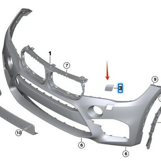 BMW X5 M F85 Front Bumper Tow Hook Cover - Part Nos. 51118066729/51118066730
