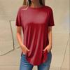 Moda dame ocazional umăr pozitiv decolteu rotund culoare solidă cu mânecă scurtă pulover Top