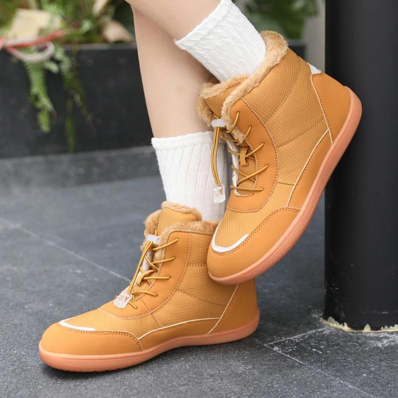 Fashion Women's Winter Snow Boots Fur Lined Barefoot Boots Wide Toe Box Ankle Booties Walking Boots Outdoor with Plush Cotton Shoes