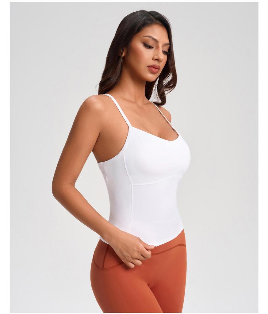 Débardeur Push-Up Sportif pour Femme Nude à Bretelles Fines avec Bonnets Rembourrés - Couche de Base Yoga & Fitness YG-1004