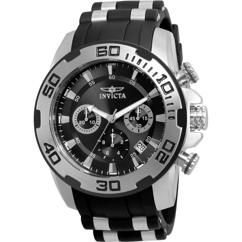 Used Invicta Invicta Pro Diver Scuba 22311 Chronograph 100m waterproof Silver bezel and black dial Not sold in Japan so difficult to obtain