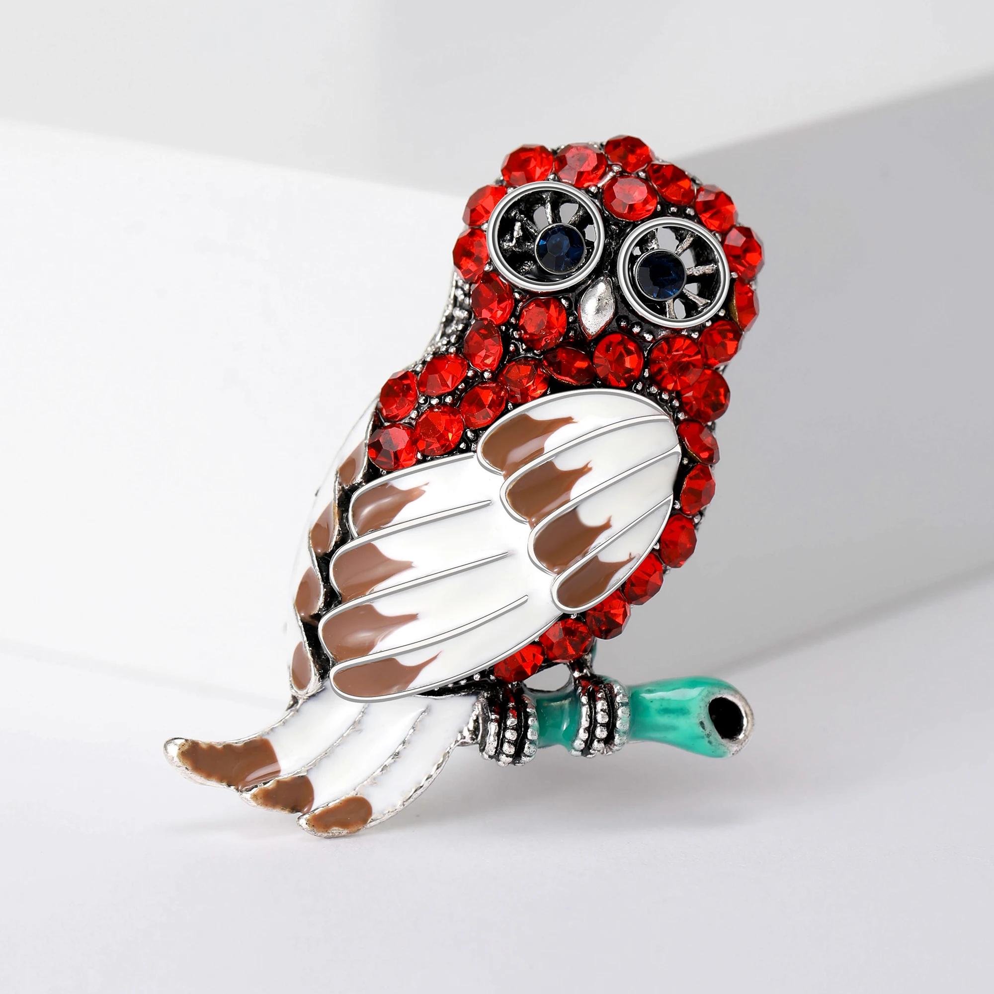 

Enamel Owl Pin for Women Unisex Rhinestone Eagle Brooches Event Party Backpack Decoration Clothes Accessories