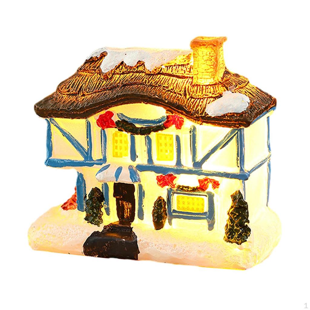 Christmas Snow House Figurine Figurines Decoration Birthday Gift Village Scene for Desktop