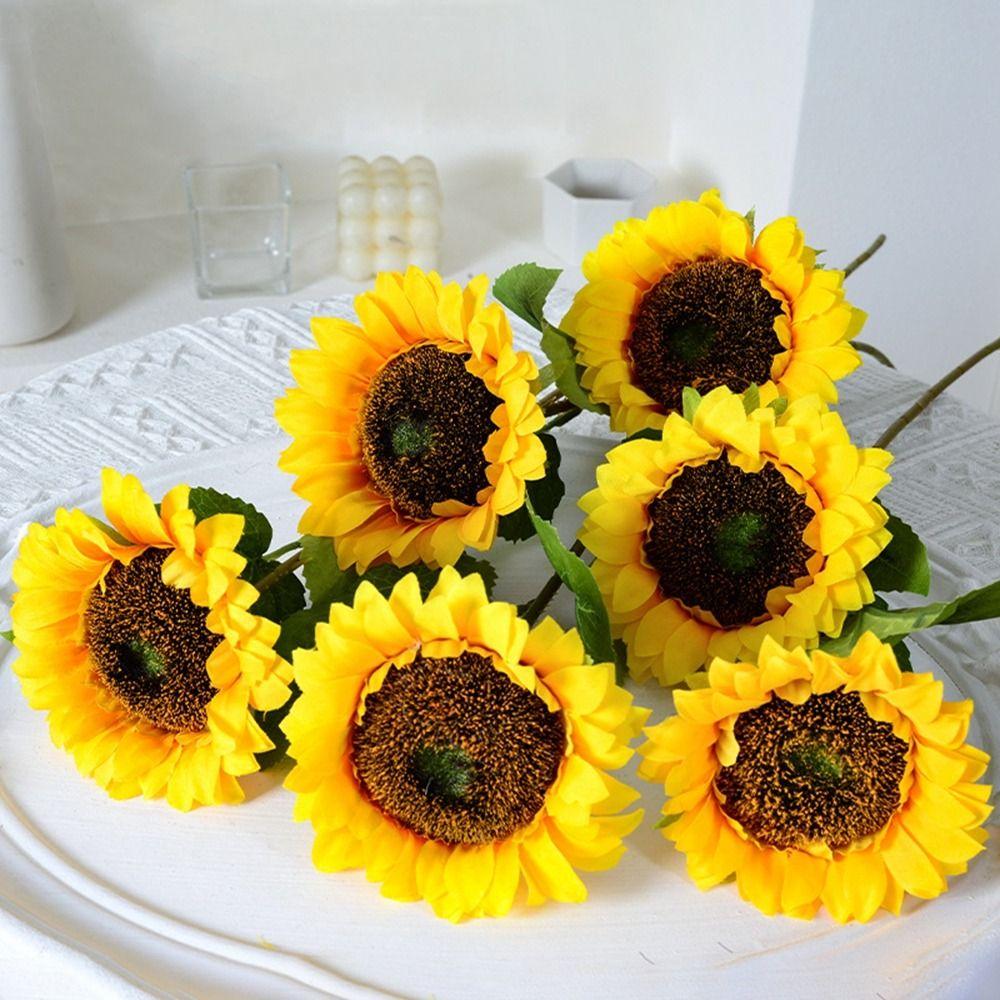Fake Flowers Bouquet Silk Floral Arrangement High Quality Artificial Sunflowers  Wedding Decor