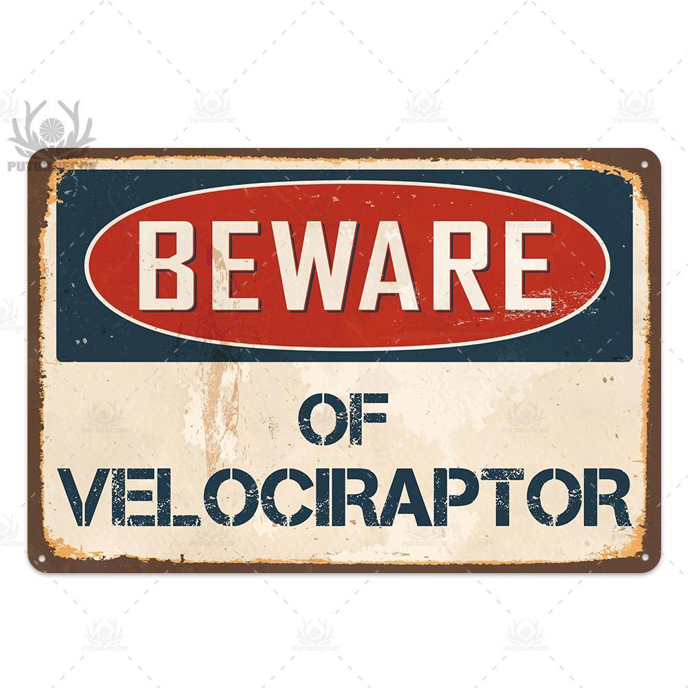Putuo Decor Beware Vintage Tin Sign Funny Warning Danger Plaque Metal Wall Poster Painting for Room House Shop Bar Man Cave