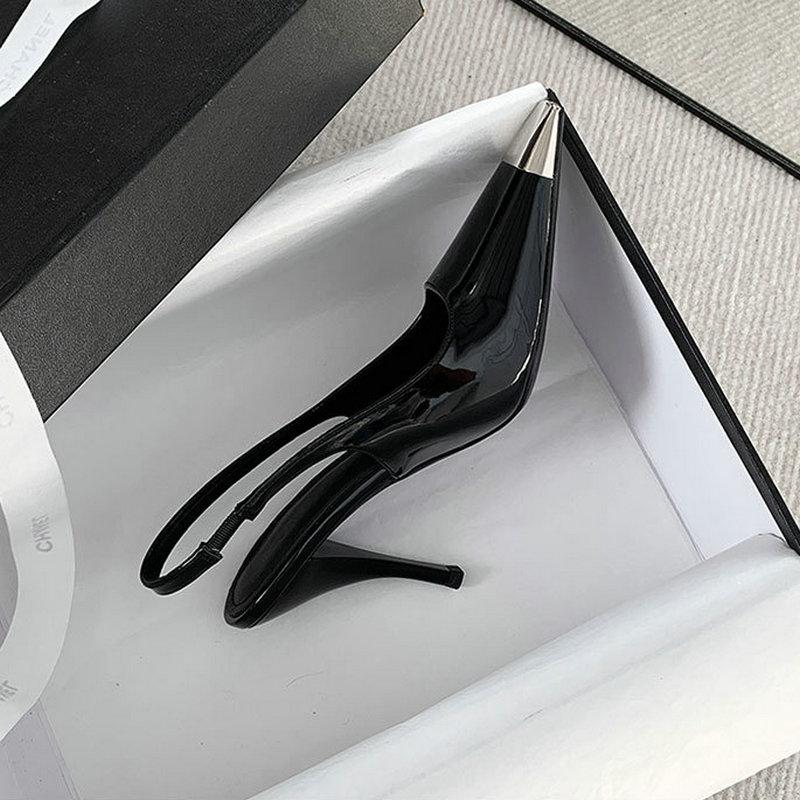 Fashion 2025 Summer Super Slim Little Cat Heels Black High Sense Bun Head Beautiful Not Tired Feet High Heeled Sandals Women Pumps