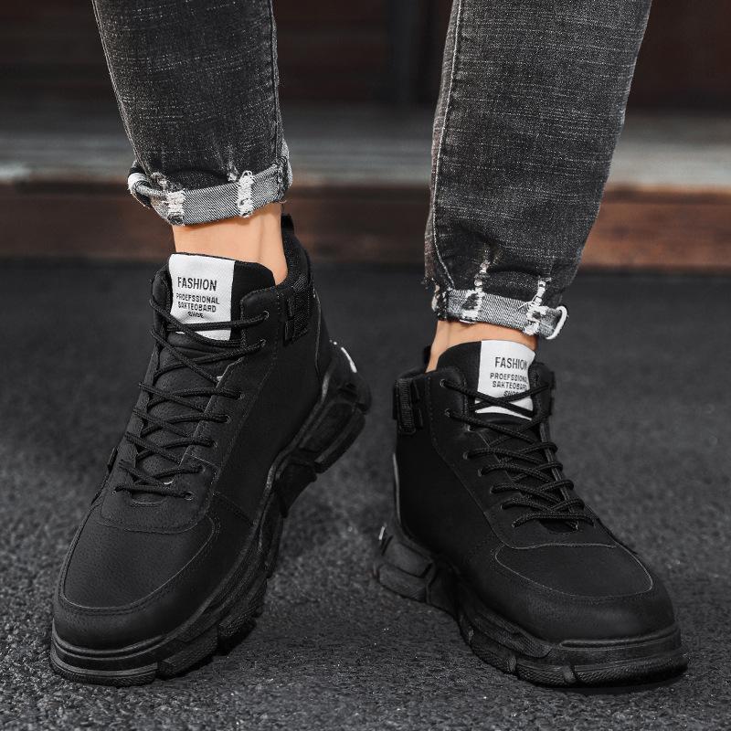 Autumn and winter new fashion men's big head shoes high-top lace-up Martin boots youth thick-soled tooling shoes
