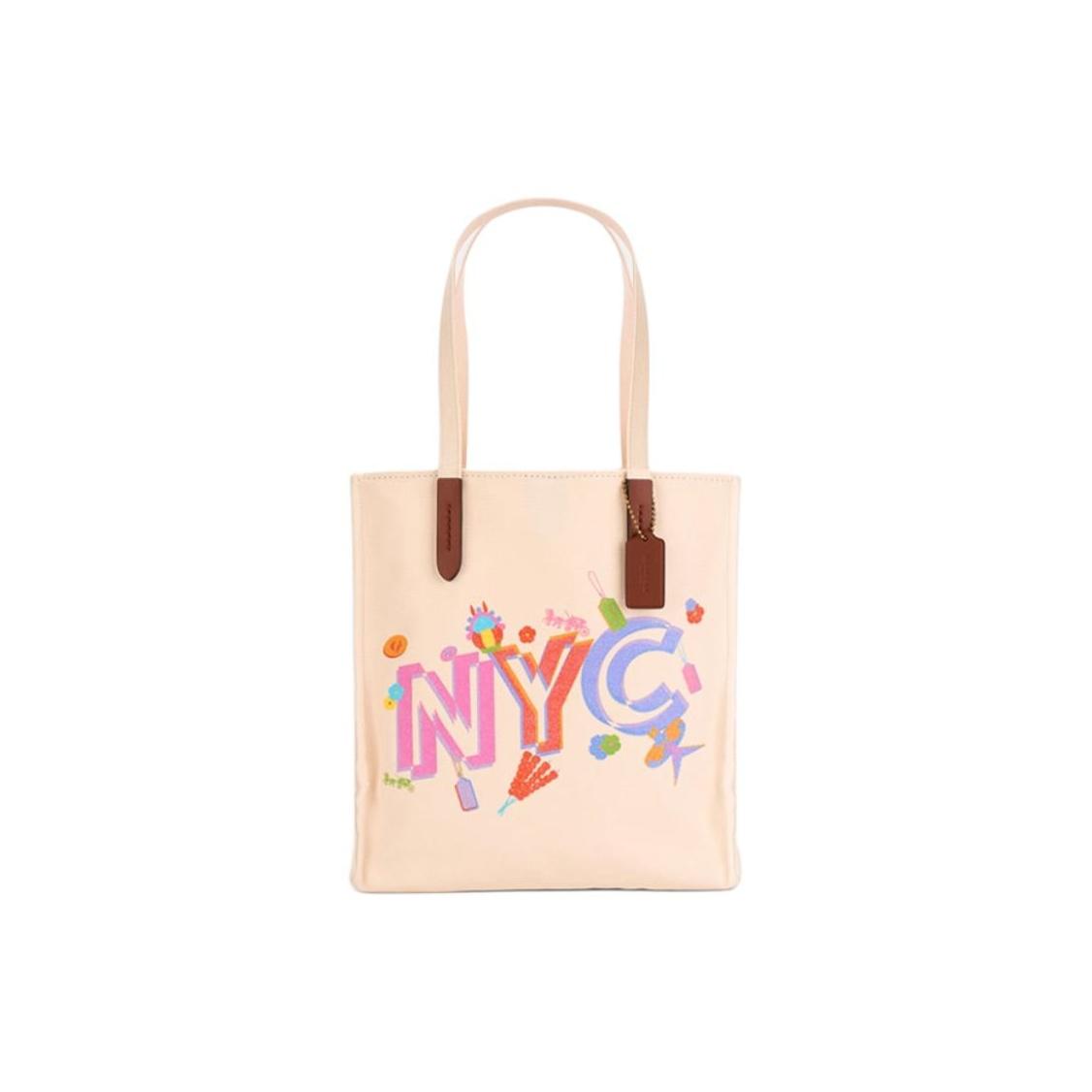 

Coach X Beijing N/S Collaboration 34 Letter Print Pattern Fabric Tote Bag Women tote bags Beige CAF45-B4NP Basic Set (Bag+Dust Bag)