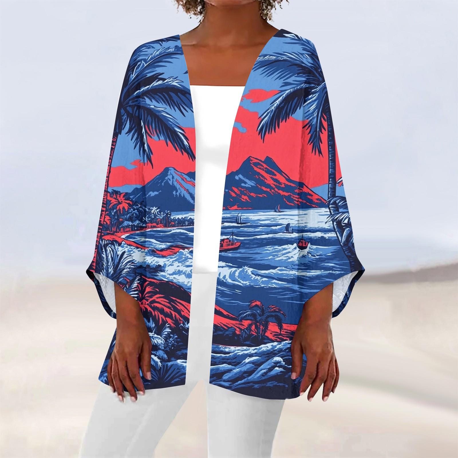 

Женская повседневная модная легкая куртка средней длины с принтом, кардиган XXXXXL