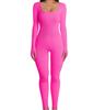 Women's Ribbed Square Neck Yoga Jumpsuit with Hip Lifting Slim Fit, Long/Short Sleeve