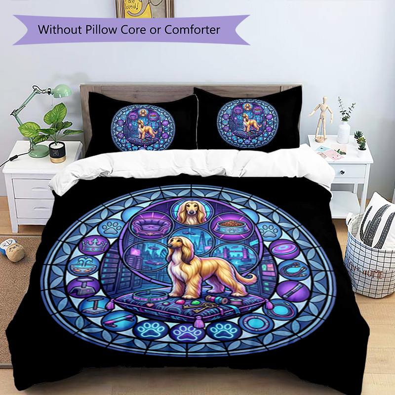 Cybernetic Canine Kingdom Pattern Bedding,Quilt Set Quilt Cover Pillowcase Home Birthday Gift (1 * duvet cover + 2 * pillowcase, without core)