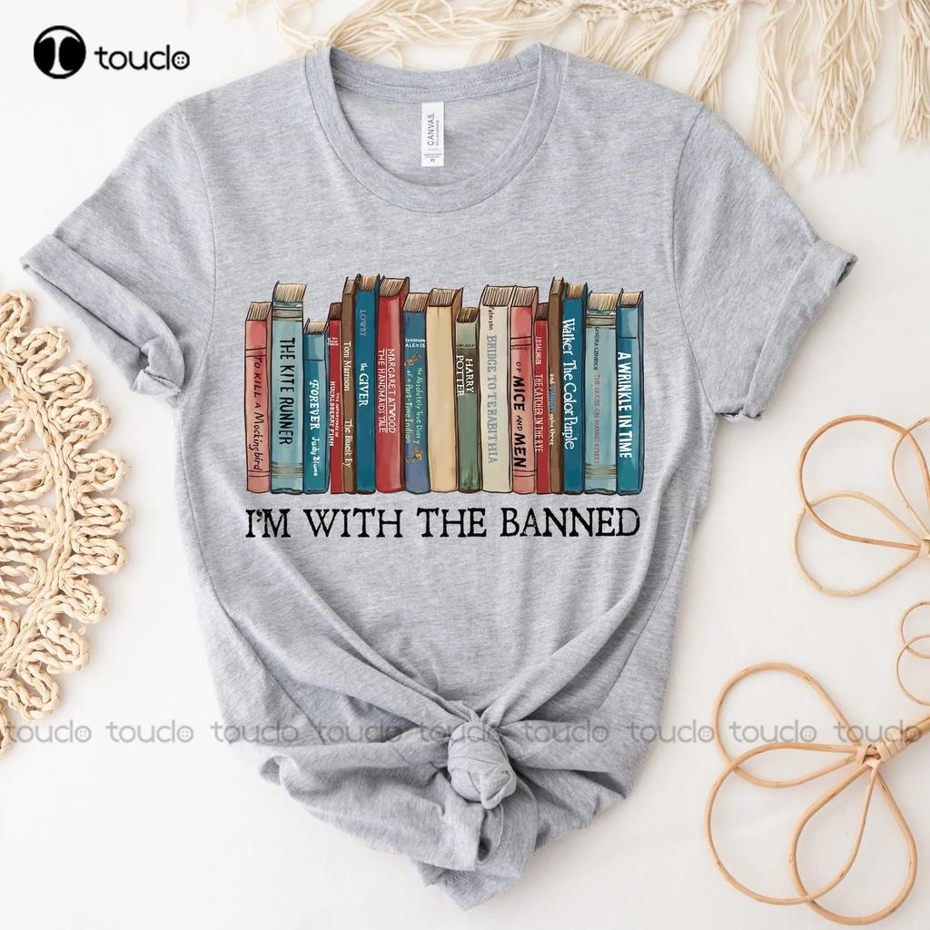 Im With The Banned Banned Books Shirt Banned Books Shirt Unisex Unisexs Tshirts Short Sleeve Funny Art Streetwear Cartoon Tee
