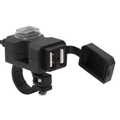 Motorcycle Dual USB Charger,10W Motorbike Phone Charger 9V-24V Handlebar Mounting Fast Charging USB Adapter Charger for Smart Phone Tablet GPS