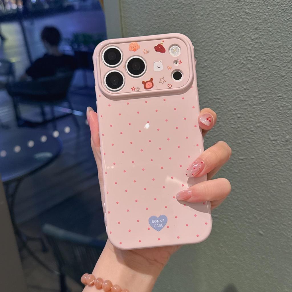 Heart Polka Dot Apple 17 Pro Max Phone Case - Compatible with Apple 16/12/11