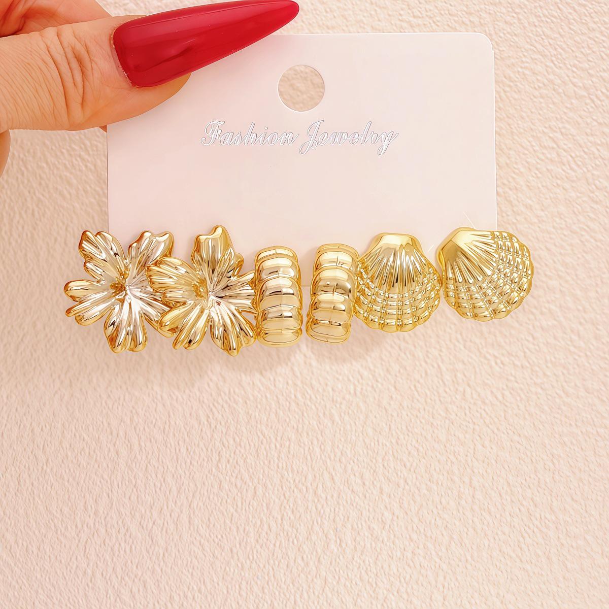 European Hot-Selling Women s Earring Set: Floral and Starfish High-End Creative Design 4