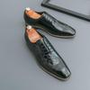 Men's Trendy Pointed Toe Leather Brogue Derby Shoes for Business, Formal, Banquets, and Weddings