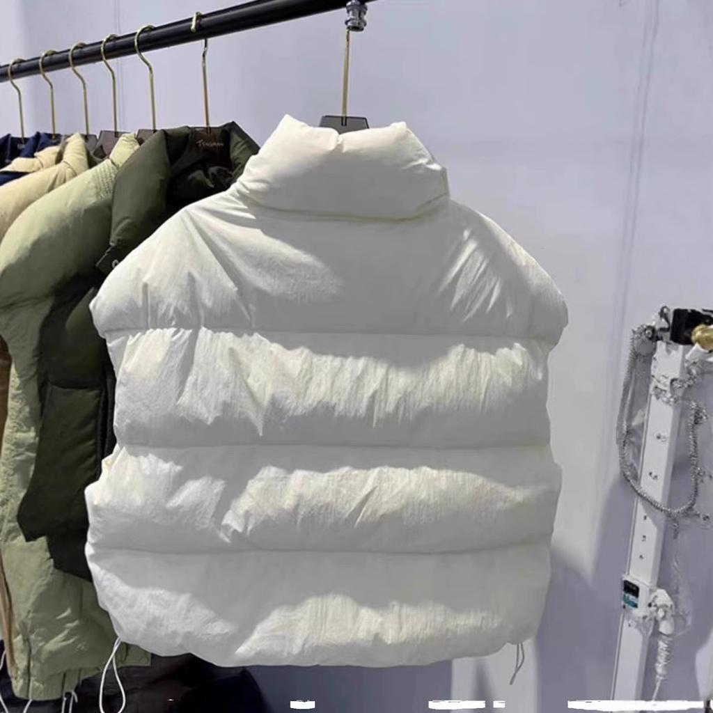 Women Mock Neck Zipper Up Solid Warm Vest Coat Casual Loose Thicken Jacket Coat Women Puffer Jackets Autumn Winter