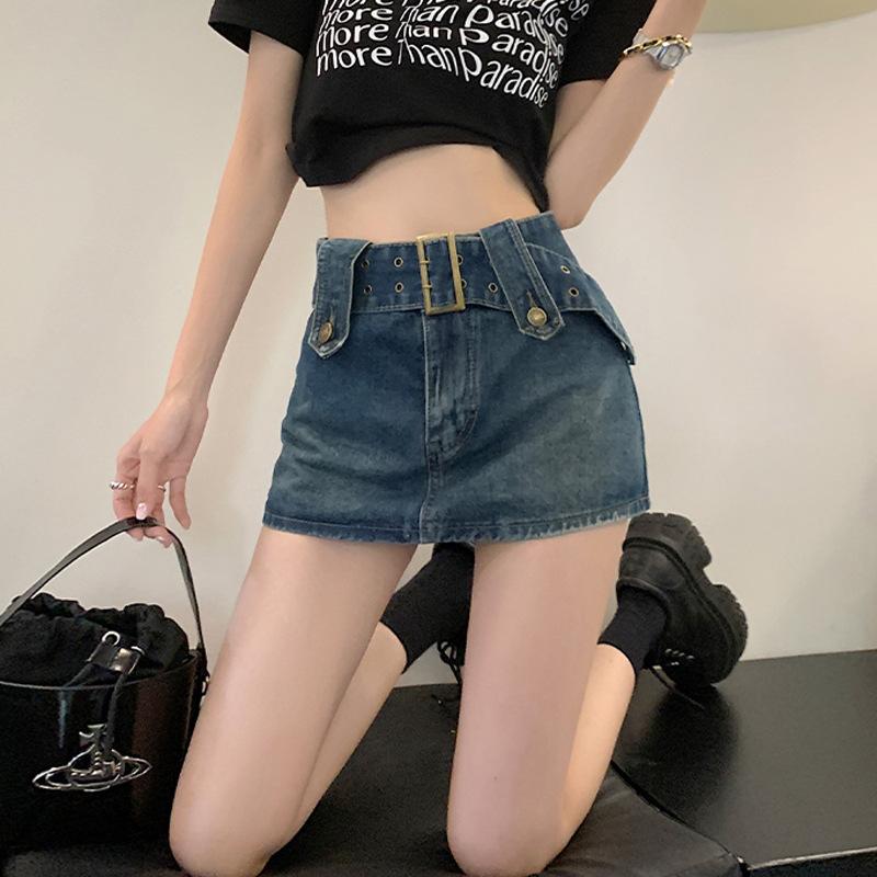 Youthful and Slimming Short Skirt Package Hip Skirt Casual High-waisted Pants Skirt A-line Half-body Super Ladies Summer Fashion Denim Short Skirt