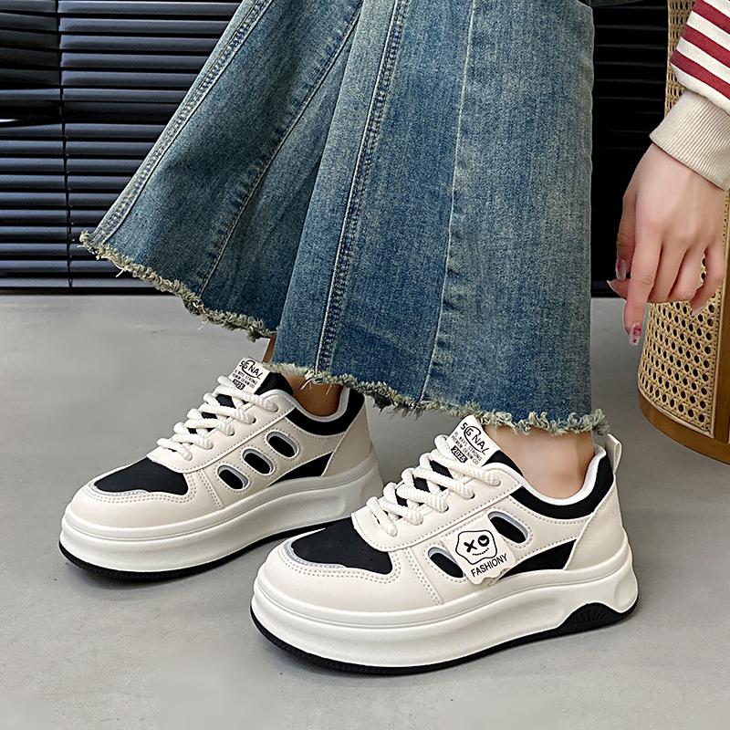 Mode CRLAYDK Klassische Damen-Sneaker Lässig Skateboarden Walking Low Top Schuhe Plateau PU-Leder Weiß Sport Laufen Tennis