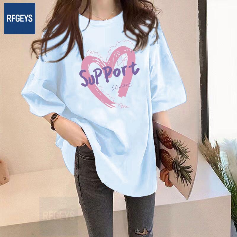 Heart Print Milk Silk Women s Loose T-shirt: New Korean Style 2025 3XL (200-250 jin)