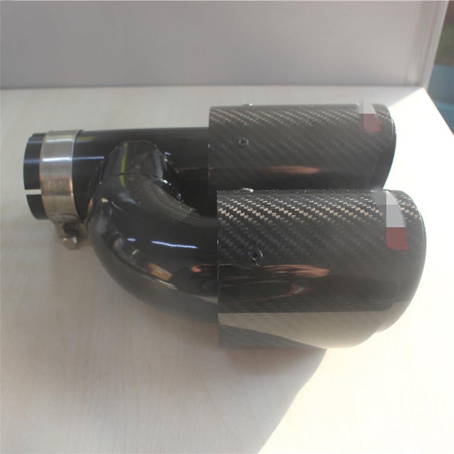 63mm In 89mm Out Real Carbon Dual Exhaust Tip Black