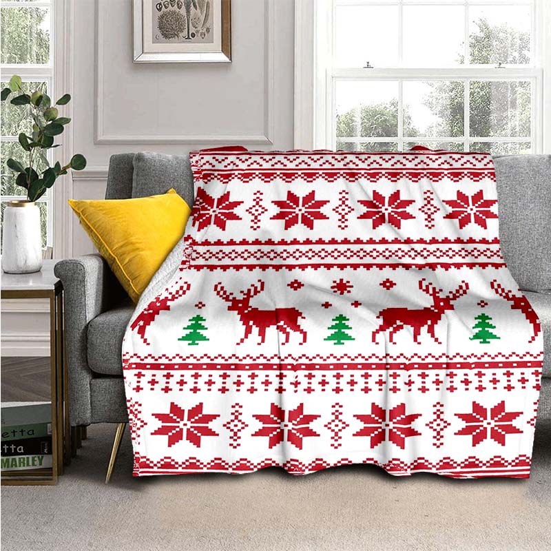 Nissepledd Rødt Snøfnugg Flanellpledd 3D-trykt Tegneserie Kastpledd Julepledd til Seng Sofa Barn Beste Gave