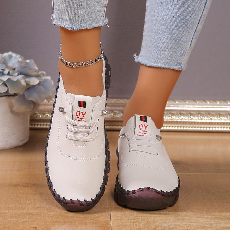 

Hand-stitched women s shoes beef tendon soft-soled mother shoes spring and autumn flat-soled single shoes casual shoes 36 белый