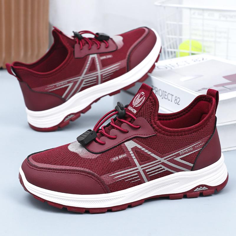 Women's shoes, sports shoes, new mesh breathable running shoes, soft-soled cushioning single shoes, elastic band, shallow mouth shoes, women's models