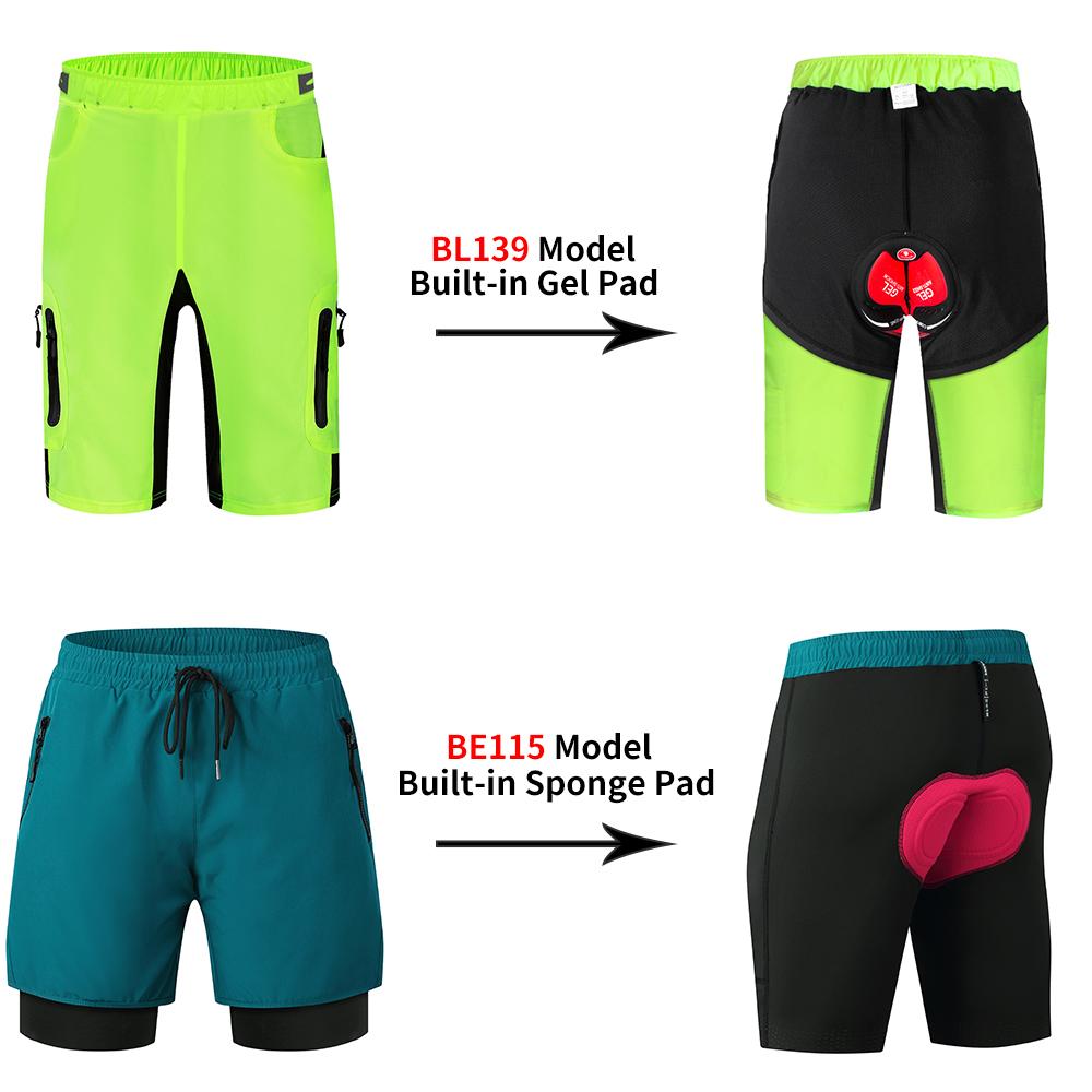 WOSAWE Men's Cycling Shorts Mountain Bike Shockproof 5D Padded Shorts Lightweight Loose Fit MTB Cycling Shorts Riding Trousers