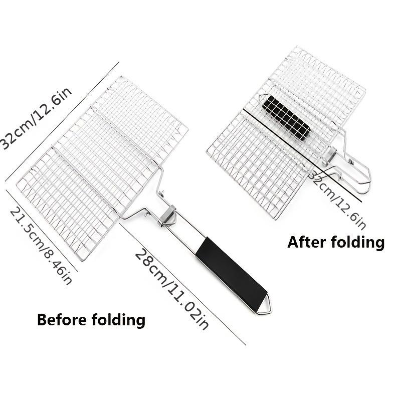 1pc 304 Stainless Steel Barbecue Net Clip Handle Supportable Multifunctional Barbecue Grill Outdoor Camping Picnic Cookware Tool