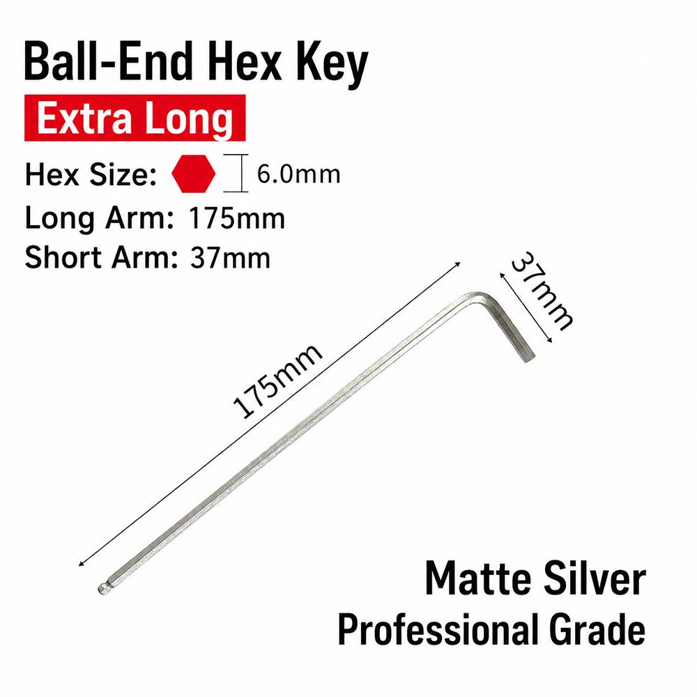 1Pcs CR-V Steel Extended Hex Allen Key Set Metric Hexagon Wrench  for Repair and Maintenance