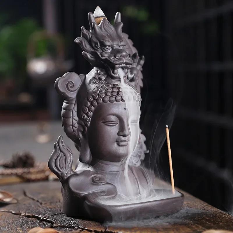 1pc Ceramic Waterfall Incense Burner, Dragon Backflow Incense Burner, Catcher Holder,Home Decor Creative Home Aromatherapy Gift