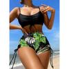 Drawstring Front Shorts Bikinis 2025 High Waist Swimsuit Women Swimwear Female Bathers Bathing Swimming Swim Suit Beachwear