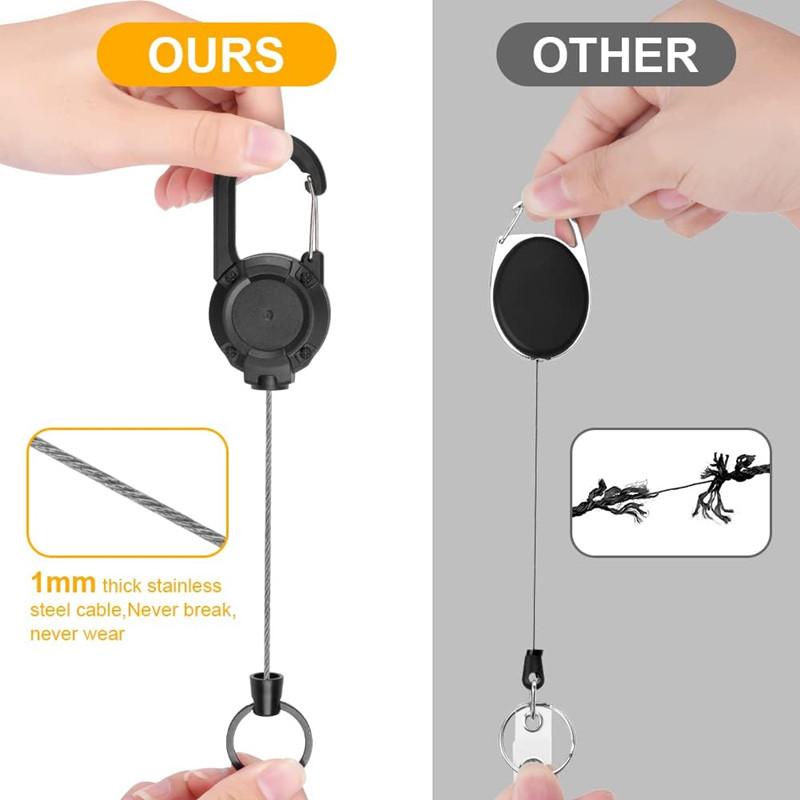 Retractable Keychain Heavy Duty Badge Holder Reel Outdoor ID Badge Clip Reel with Steel Cable and Carabiner Clip Upgraded 58cm
