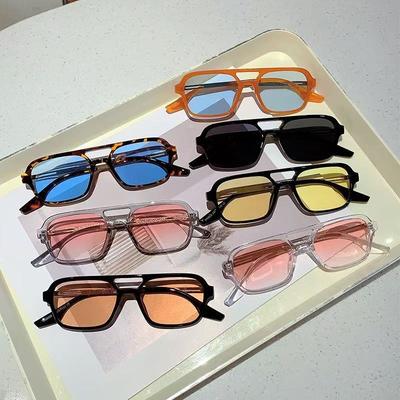 Fashion Classic Double Bridge Square Sunglasses Luxury Brand Designer Women for Men Male Sun Glasses Punk Big Frame Shades UV400